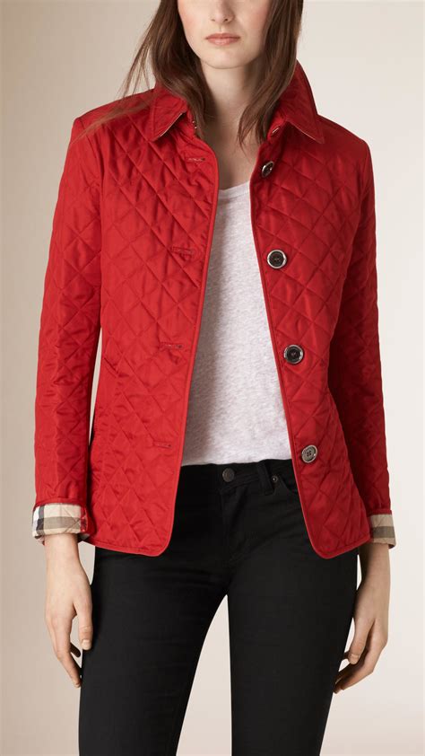 burberry red quilted jacket outfit|quilted burberry jacket outlet store.